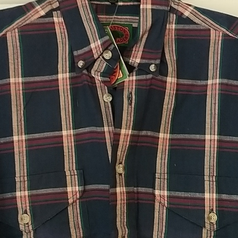 Boston Traders Navy/Red Plaid Button Front Shirt M - Picture 2 of 9